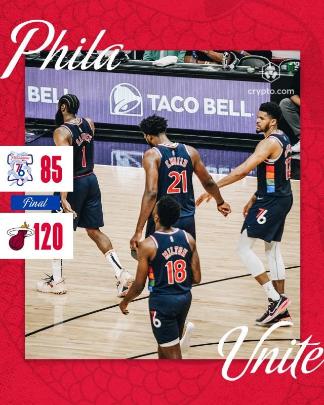 费城全队天王山梦游惨败35分 恩比德哈登同时熄火