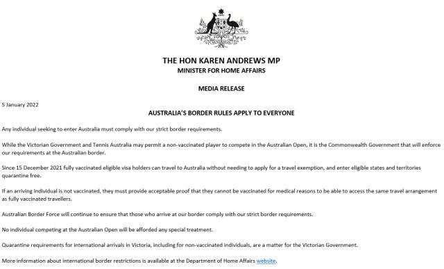 足球投注-德约医疗豁免再遭审查？澳总理：若不符要求将遣返